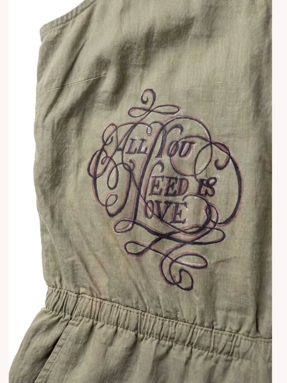 Hand Crafted Tan Graphic V-Neck Romper - Picture 6 of 8
